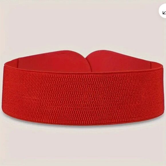 Wide Stretch Waist Belt – Red with Gold Clasp | Size: S/M/L - Picture 3 of 6